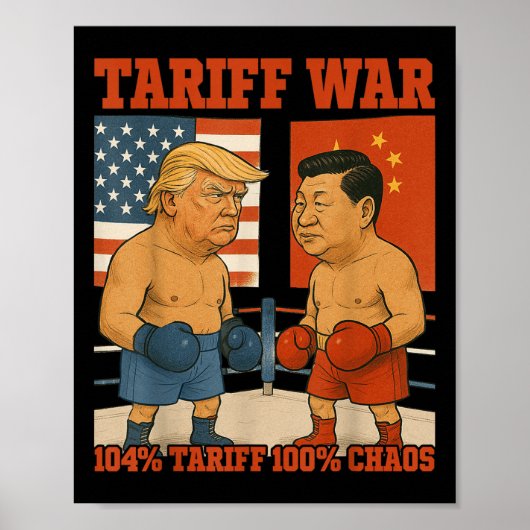 Tariefoorlog Grappig Trump vs Xi Jinping Boxing Ma Poster (Voorkant)