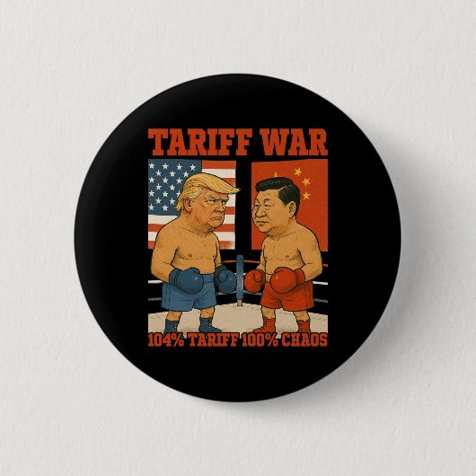 Tariefoorlog Grappig Trump vs Xi Jinping Boxing Ma Ronde Button 5,7 Cm (Voorkant)