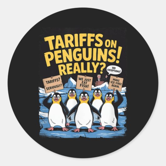 Tariefpinguïns Flippers Up Heard Eiland Grappige R Ronde Sticker (Voorkant)