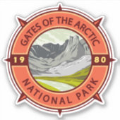 Tarieven van de Arctic National Park Retro Compass Sticker (Voorkant)