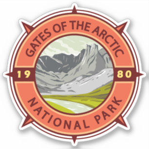 Tarieven van de Arctic National Park Retro Compass Sticker