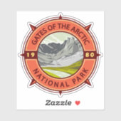 Tarieven van de Arctic National Park Retro Compass Sticker (Vel)