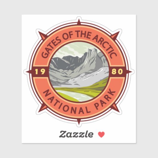 Tarieven van de Arctic National Park Retro Compass Sticker (Vel)
