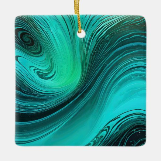 "Tarifa" blauwe wervelingen golven Keramisch Ornament (Voorkant)