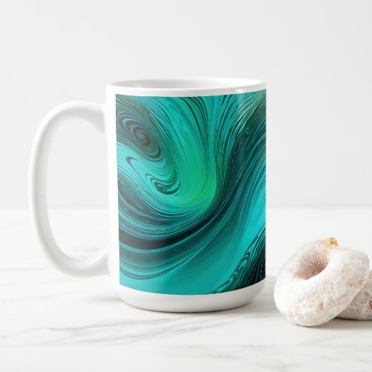 "Tarifa" blauwe wervelingen golven Koffiemok (Met donut)
