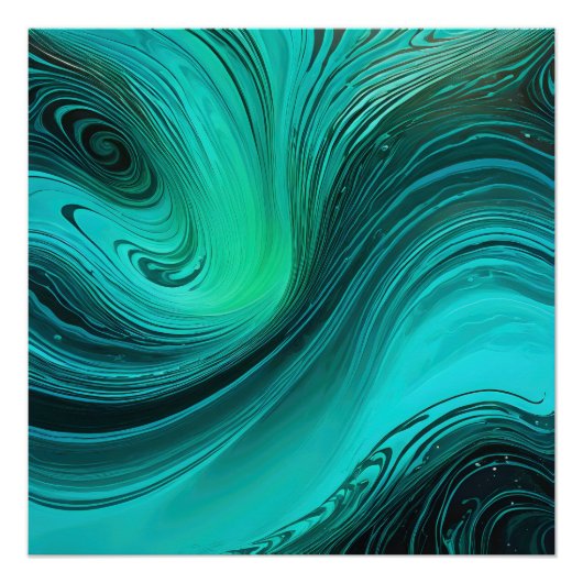 "Tarifa" blauwe wervelingen golven Perfect Poster (Voorkant)