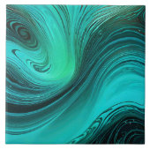 "Tarifa" blauwe wervelingen golven Tegeltje (Voorkant)