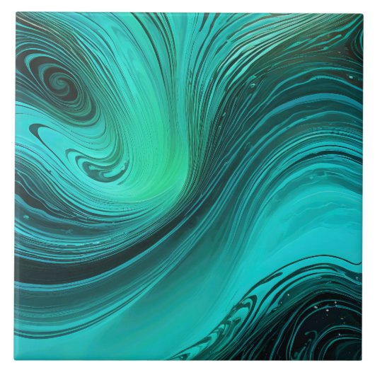 "Tarifa" blauwe wervelingen golven Tegeltje (Voorkant)