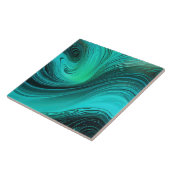 "Tarifa" blauwe wervelingen golven Tegeltje (Zijkant)