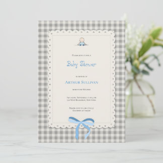 Tarjeta Baby Shower gingham Kaart