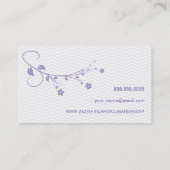 Tarjeta con flores púrpura y chevrón elegante visitekaartje (Achterkant)