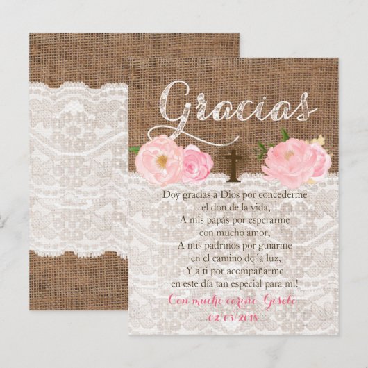 Tarjeta con oracion para invitados de Bautizo Uitnodiging Briefkaart (Voorkant / Achterkant)
