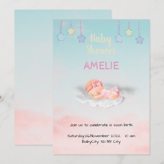 Tarjeta De Agradecimiento Baby Shower Bedankkaart (Voorkant / Achterkant)