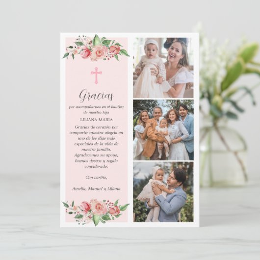 Tarjeta de Agradecimiento Bautizo Spain Baptisme Bedankkaart (Staand voorkant)