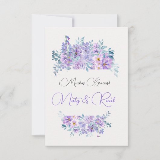 Tarjeta De Agradecimiento Boda tonos lila  Bedankkaart (Voorkant)