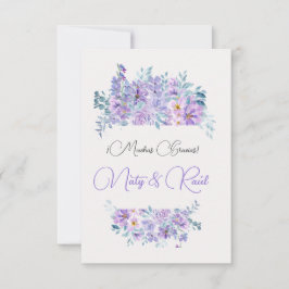 Tarjeta De Agradecimiento Boda tonos lila Bedankkaart