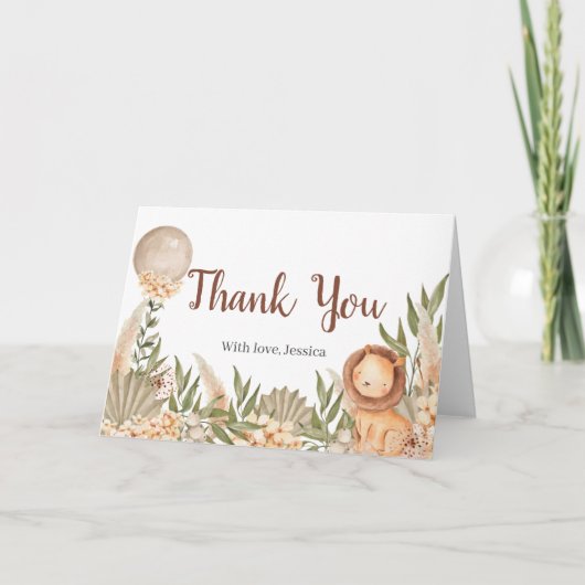 Tarjeta De Agradecimiento Lion Boho pampas Grass t Bedankkaart (Voorkant)