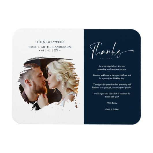 Tarjeta De Agradecimiento Modern Brushstoke Foto Magneet (Horizontaal)