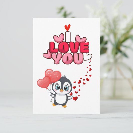 Tarjeta de amor pinguins love kaart (Staand voorkant)