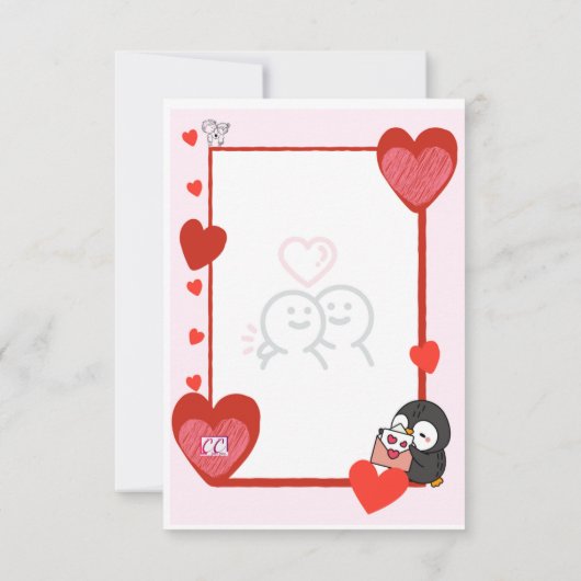 Tarjeta de amor pinguins love kaart (Achterkant)