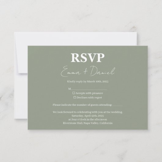Tarjeta de confirmación RSVP kaartje (Voorkant)