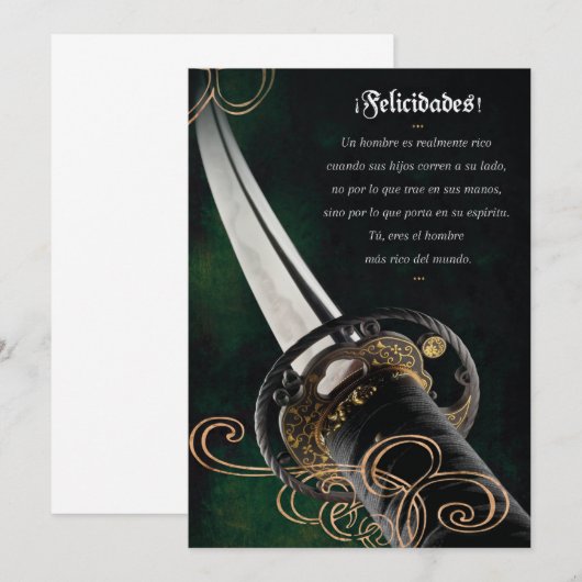 Tarjeta de Felicitación para el Día de los Padres Kaart (Voorkant / Achterkant)