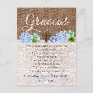 Tarjeta de gracias con oración para Bautizo Briefkaart