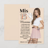 Tarjeta de invitación de 15 años kaart (Voorkant / Achterkant)
