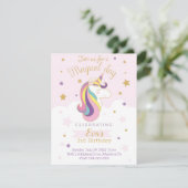 Tarjeta de invitación para cumpleaños unicornio (Staand voorkant)