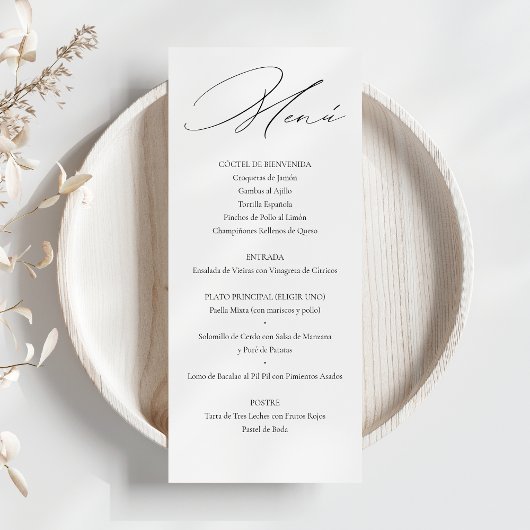 Tarjeta de Menú de Boda Elegante Caligrafía Menu