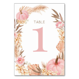 Tarjeta De Mesa Boho Pampas pink  Pumpkin Table nu Kaart