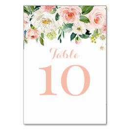 Tarjeta De Mesa Floral watercolor pink table numbe Kaart