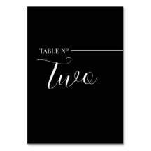 Tarjeta De Mesa  Modern Black and White Table Numb
