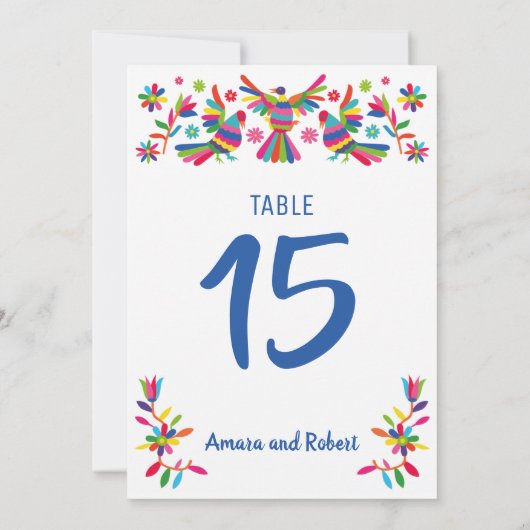 Tarjeta de Mesa para boda, otomi tarjeta de mesa Aankondiging (Achterkant)