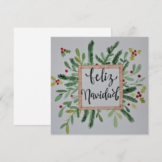 Tarjeta de navidad acuarela feestdagenkaart (Voorkant / Achterkant)
