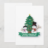 Tarjeta de navidad arbol y muñecos de nieve feestdagenkaart (Voorkant / Achterkant)
