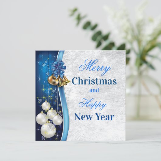 Tarjeta de Navidad Azul Feestdagenkaart (Staand voorkant)