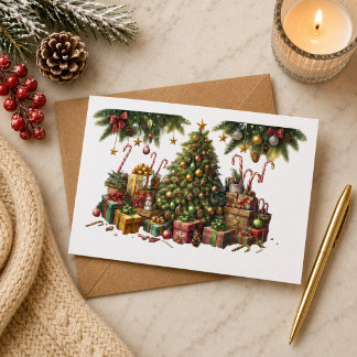 Tarjeta de Navidad con imagen de árbol de Navidad Kaart