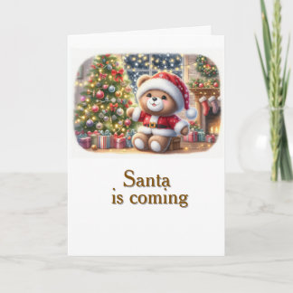 Tarjeta de Navidad con imagen de osito y árbol Kaart