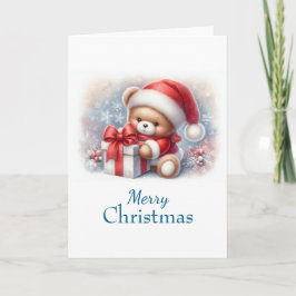 Tarjeta de Navidad con imagen de osito y regalos Kaart