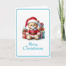 Tarjeta de Navidad con imagen de osito y regalos Kaart