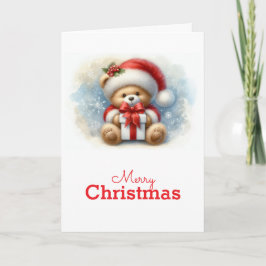 Tarjeta de Navidad con imagen de osito y regalos Kaart