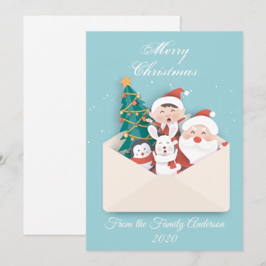 Tarjeta de navidad con sobre y detalles navideños feestdagenkaart (Voorkant / Achterkant)