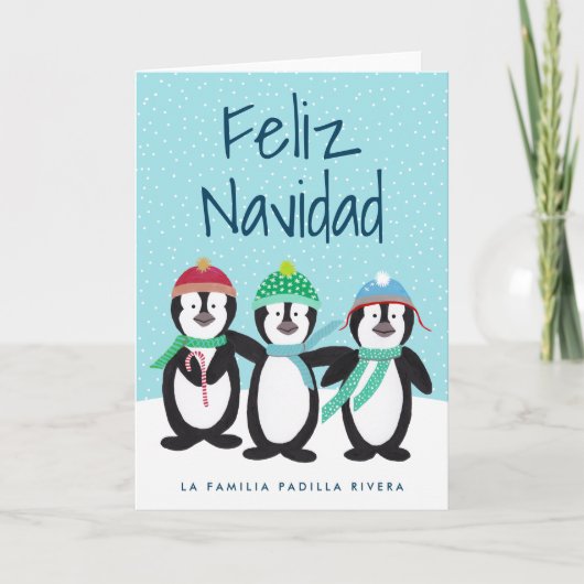 Tarjeta DE Navidad DE Los Pingüinos Feestdagen Kaart (Voorkant)