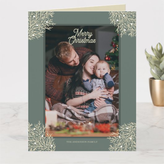 Tarjeta de Navidad ilustración hojas abeto verde Kaart (Kleine Plant)