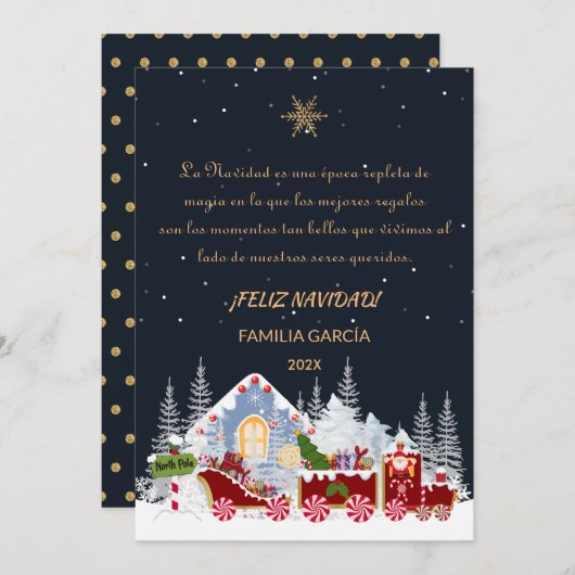 Tarjeta de Navidad Nombre Editable Polar Express Feestdagenkaart (Voorkant / Achterkant)