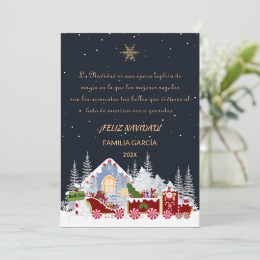 Tarjeta de Navidad Nombre Editable Polar Express Feestdagenkaart (Staand voorkant)