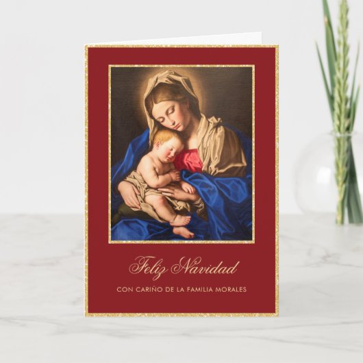 Tarjeta de Navidad Virgen María y Jesús Kerstmis Feestdagen Kaart (Voorkant)