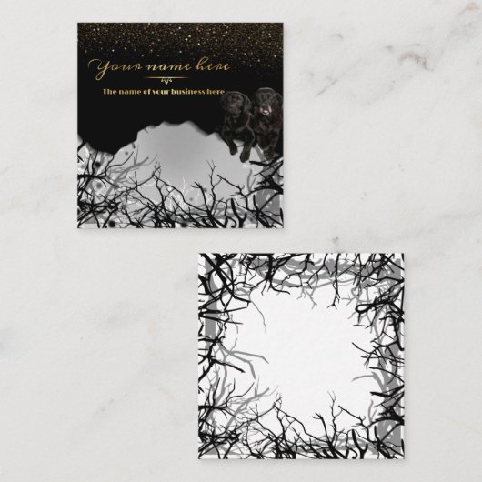"tarjeta de negocios personalizada  con animal" vierkante visitekaartje (Voorkant / Achterkant)