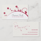 Tarjeta de plantilla con flores rojas y chevrón visitekaartje (Voorkant / Achterkant)